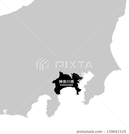 日本向量插圖地圖：神奈川縣地圖 139681529