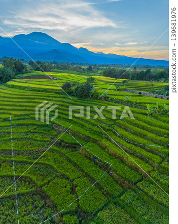 The natural beauty of the Indonesian mountains with beautiful tropical forests at sunrise The natural beauty of the Indonesian mountains with beautiful tropical forests at sunrise 139681976
