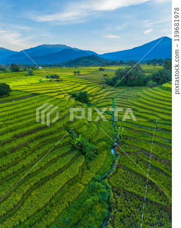 The natural beauty of the Indonesian mountains with beautiful tropical forests at sunrise 139681978