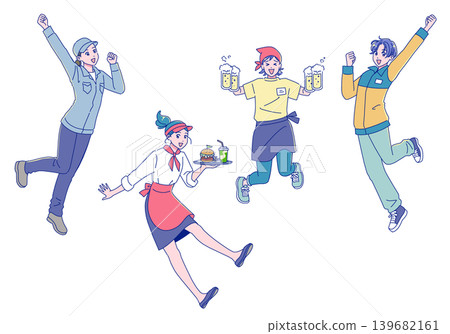 A young female part-time employee jumps for joy. A young female part-time employee jumps for joy. 139682161