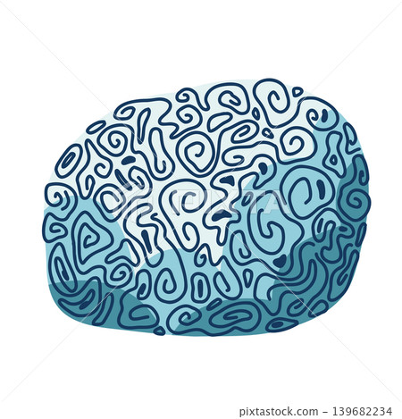 A stylized spherical coral with swirls and complex surface patterns, a marine home for fish A stylized spherical coral with swirls and complex surface patterns, a marine home for fish 139682234