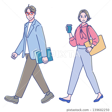 年輕男女步行 年輕男女步行 139682250