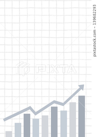 Business illustration with a bar graph and upward arrow on a grid paper background. Business illustration with a bar graph and upward arrow on a grid paper background. 139682293