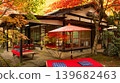 A peaceful collection of Japanese autumn landscapes featuring colorful maple trees, traditional temples, bamboo forests, and serene garden paths. These images capture the calm beauty of nature, warm 139682463