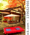 A peaceful collection of Japanese autumn landscapes featuring colorful maple trees, traditional temples, bamboo forests, and serene garden paths. These images capture the calm beauty of nature, warm 139682466