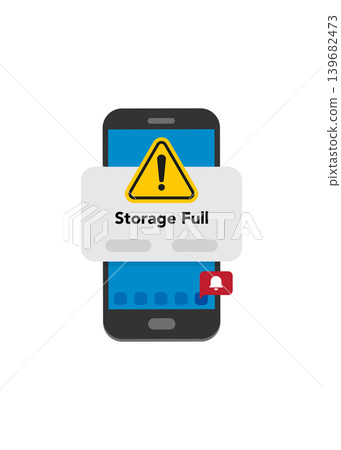 Smartphone with storage full notification message stock illustration. 139682473
