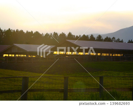 A fragrant evening scene at Koiwai Farm in Iwate Prefecture; the evening scene at Koiwai Farm that Kenji Miyazawa loved. 139682693