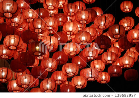 Red Lanterns Decoration Glowing Celebration Culture Red Lanterns Decoration Glowing Celebration Culture 139682957
