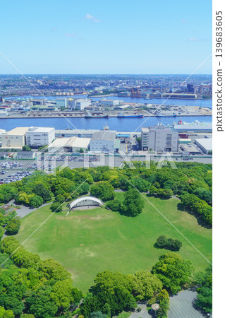 View of Chiba City from Chiba Port Tower | Chiba Port Park (around the circular lawn area) and the Soga industrial area View of Chiba City from Chiba Port Tower | Chiba Port Park (around the circular lawn area) and the Soga industrial area 139683605