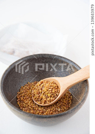 Buckwheat tea teabags and buckwheat groats Buckwheat tea teabags and buckwheat groats 139683979