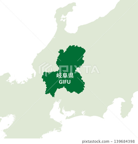 日本向量插圖地圖素材:岐阜縣地圖 日本向量插圖地圖素材:岐阜縣地圖 139684398