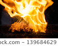 Variety of  Barbecue skewers meat kebabs with vegetables on hot flaming grill 139684629