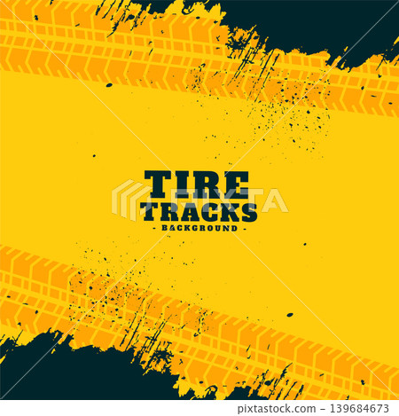 dirty tire track pattern yellow background with grungy effect dirty tire track pattern yellow background with grungy effect 139684673