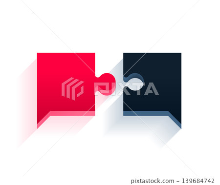 isolated black red jigsaw puzzle piece element 139684742