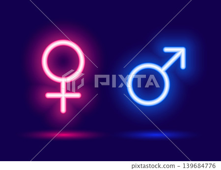 neon style blue pink couple gender symbol design neon style blue pink couple gender symbol design 139684776