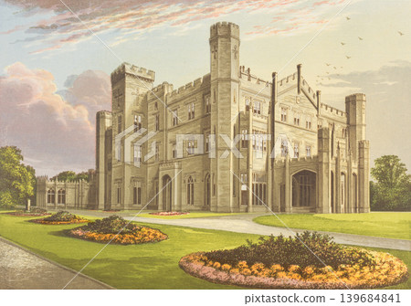 Antique illustration "British Aristocratic Mansion" "Apley Park" circa 19th century Antique illustration "British Aristocratic Mansion" "Apley Park" circa 19th century 139684841