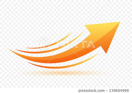 3d curved upward arrow symbol on transparent background 139684998