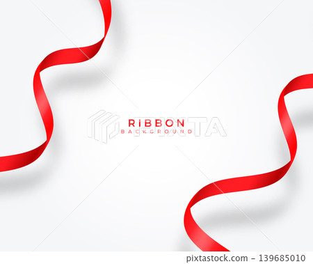 3d style red satin ribbon background with shadow effect 139685010