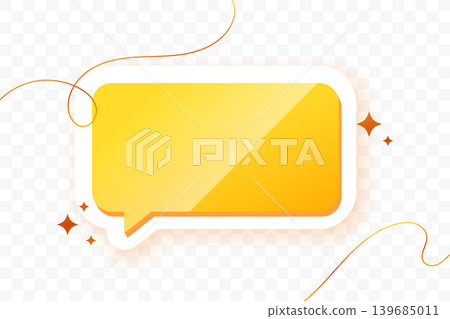 3d style yellow chat bubble sticker with glossy effect 3d style yellow chat bubble sticker with glossy effect 139685011