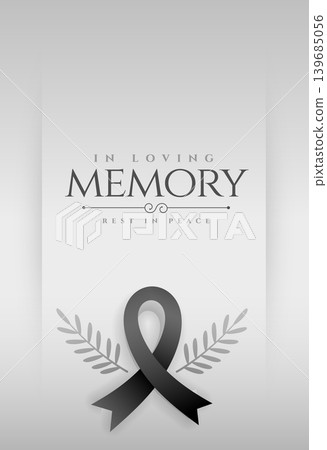 black mourning ribbon with in loving memory text black mourning ribbon with in loving memory text 139685056