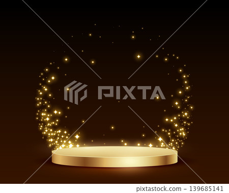 eye catching golden podium stage with magical glittering arc 139685141