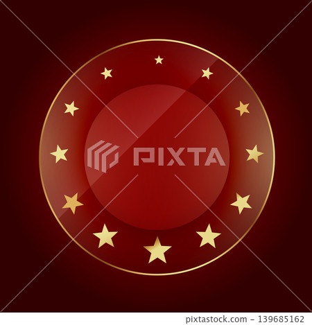 glossy red and gold circular starry award seal or badge glossy red and gold circular starry award seal or badge 139685162