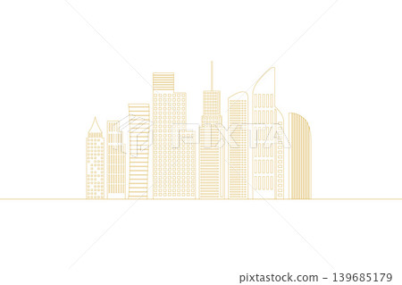 golden impressive towering modern skyline buildings background golden impressive towering modern skyline buildings background 139685179