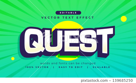 modern 3d quest text effect vector in editable style 139685250