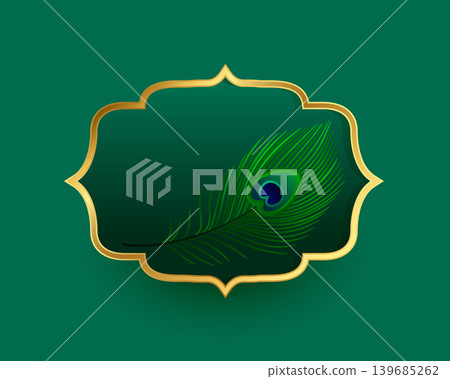 natural peacock feather with golden frame design natural peacock feather with golden frame design 139685262