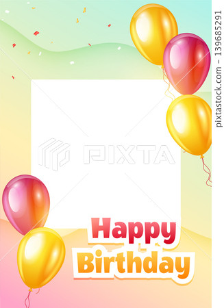realistic happy birthday party border frame poster design realistic happy birthday party border frame poster design 139685291