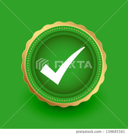 stylish check mark tick symbol with golden border 139685381