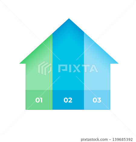 three steps house infographic option chart template three steps house infographic option chart template 139685392