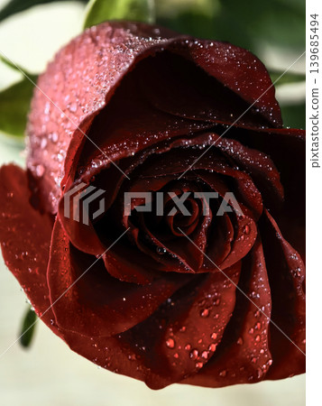 Red rose petals with water droplets in soft macro 139685494