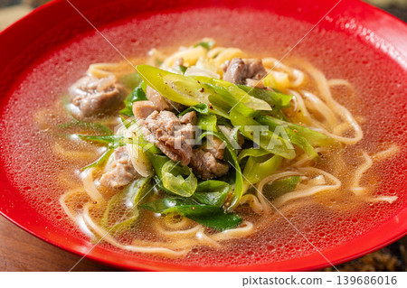 Duck and Nanban Peperoncino: A creative pasta dish with a Japanese twist. Duck and Nanban Peperoncino: A creative pasta dish with a Japanese twist. 139686016