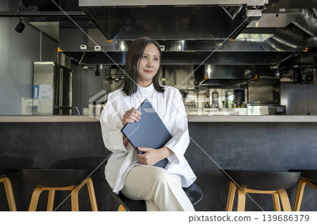 Female owner considering opening a restaurant Female owner considering opening a restaurant 139686379