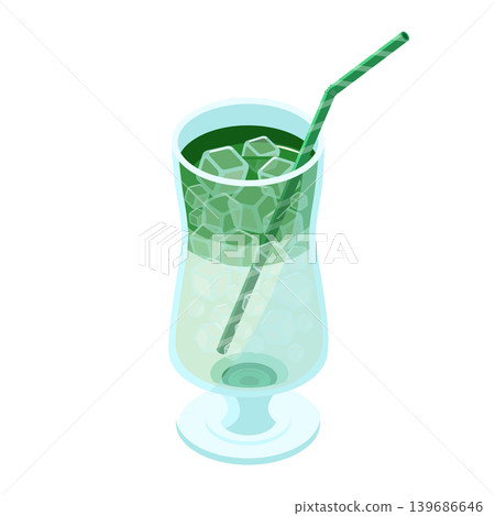 An illustration of a cold and refreshing matcha milk. An illustration of a cold and refreshing matcha milk. 139686646