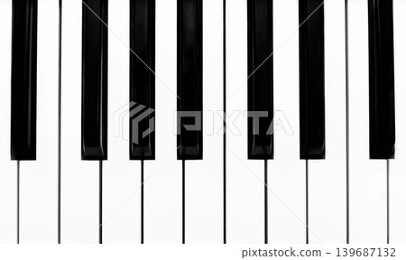 close-up Top view of realistic shaded monochrome piano keyboard. close-up Top view of realistic shaded monochrome piano keyboard. 139687132