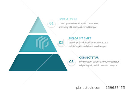 Pyramid Infographic Template with Three Steps Pyramid Infographic Template with Three Steps 139687455