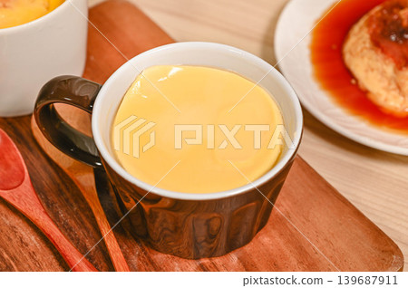 Traditional homemade pudding made in the microwave Traditional homemade pudding made in the microwave 139687911