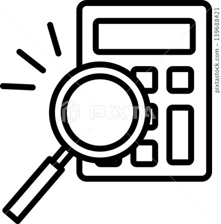 Calculator/Calculator Money Icon Illustration Magnifying Glass Calculator/Calculator Money Icon Illustration Magnifying Glass 139688421