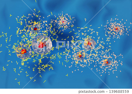 Image of plasma cells producing antibodies Image of plasma cells producing antibodies 139688559
