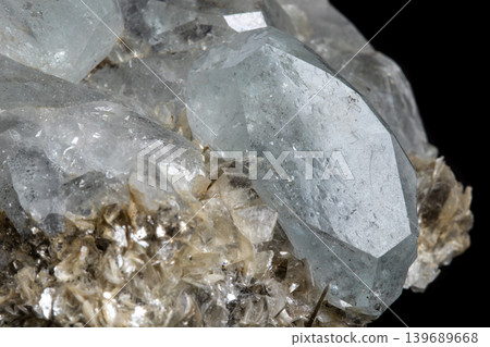 Macro mineral stone Aquamarine on a black background 139689668