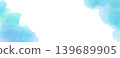 Watercolor texture banner background material, turquoise blue, horizontal. 139689905