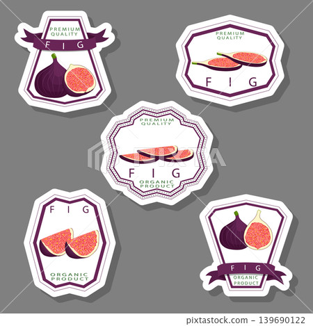 Vector icon illustration logo for whole ripe fruit purple fig Vector icon illustration logo for whole ripe fruit purple fig 139690122
