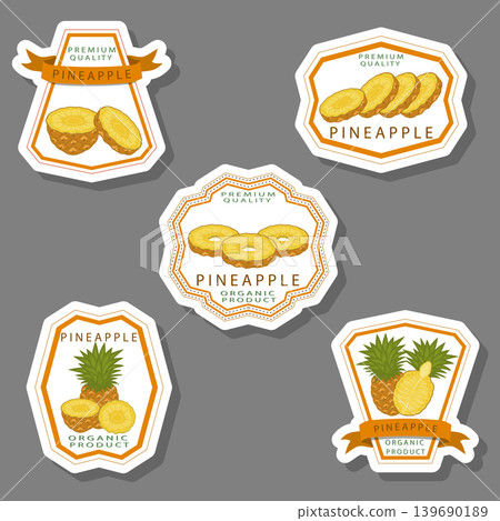 Illustration on theme big set different types yellow tropical pineapple 139690189