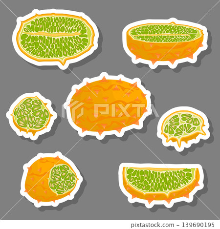 Illustration on theme big set different types african kiwano Illustration on theme big set different types african kiwano 139690195