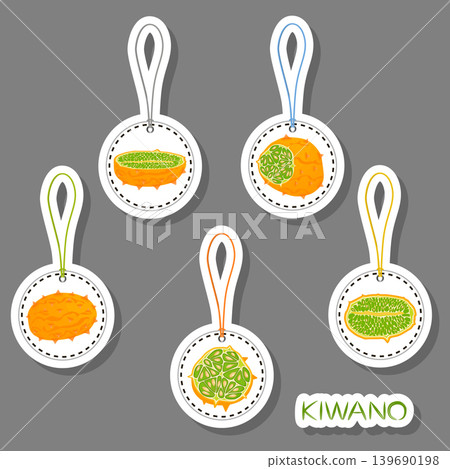 Illustration on theme big set different types african kiwano Illustration on theme big set different types african kiwano 139690198