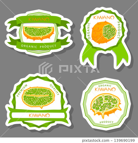 Illustration on theme big set different types african kiwano Illustration on theme big set different types african kiwano 139690199