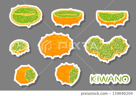 Illustration on theme big set different types african kiwano Illustration on theme big set different types african kiwano 139690204