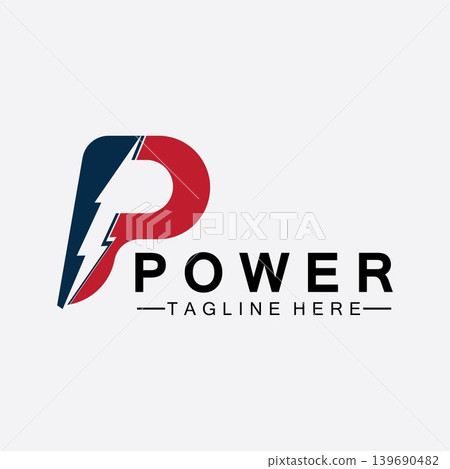 Letter P thunder power logo vector illustration design 139690482